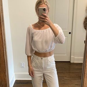 Show Me Your Mumu off the shoulders white top size small